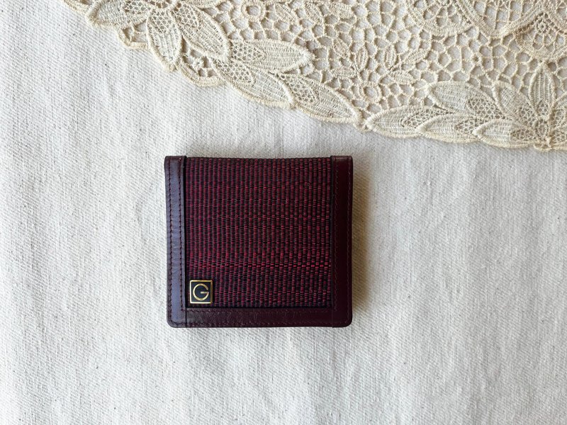 80s GOLDMAN Burgundy genuine leather and horsehair coin purse - 零錢包/小錢包 - 真皮 紅色