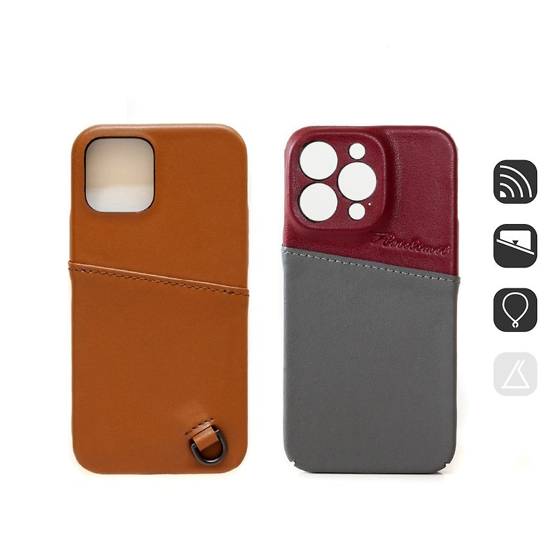 LC70 Proximity card leather phone case can be embossed iPhone Android All models can be customized - Phone Cases - Genuine Leather Multicolor