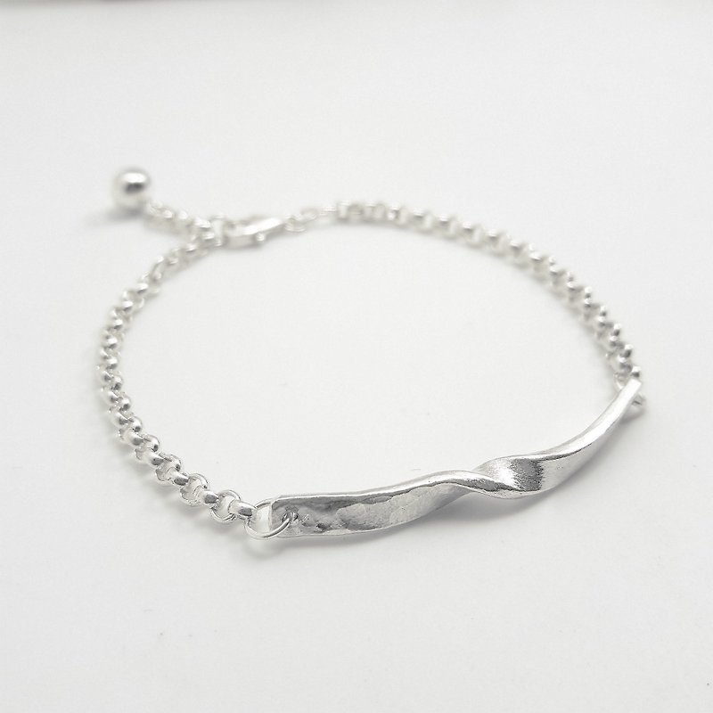 Z17 Water Wave (Knockable) 925 Sterling Silver Bracelet. Customized English Letters and Numbers. Royal Craftsman Knocked Ornaments - Bracelets - Sterling Silver Silver
