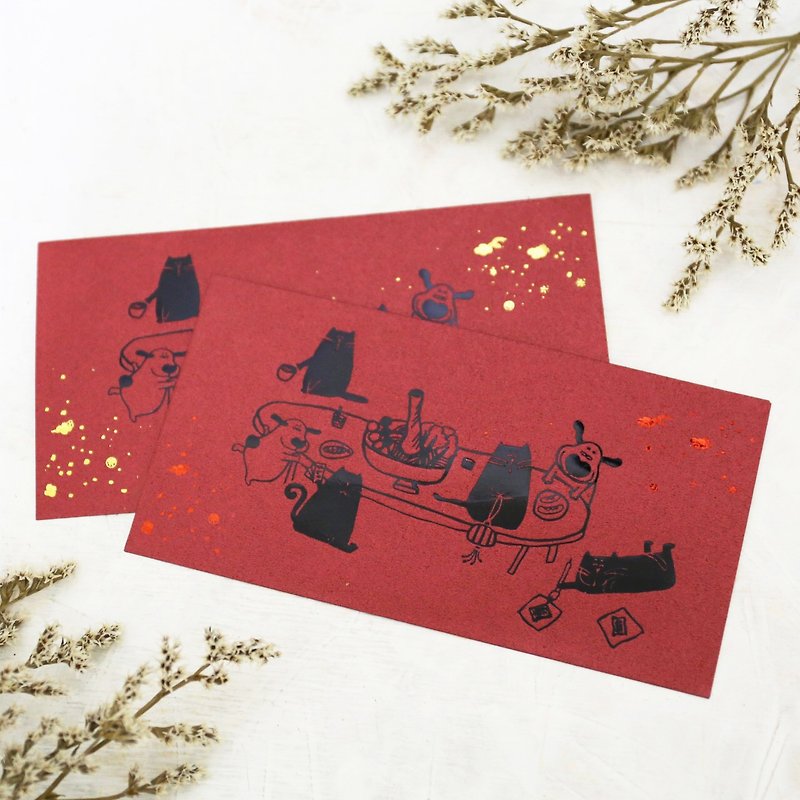 Jeep cats reunion hot red hot black horizontal red bag (a group of six) - Chinese New Year - Paper Red