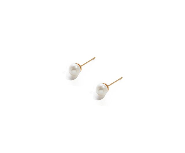 シンプルな一粒パールピアス 純K18ゴールドPointu Pearl Earring