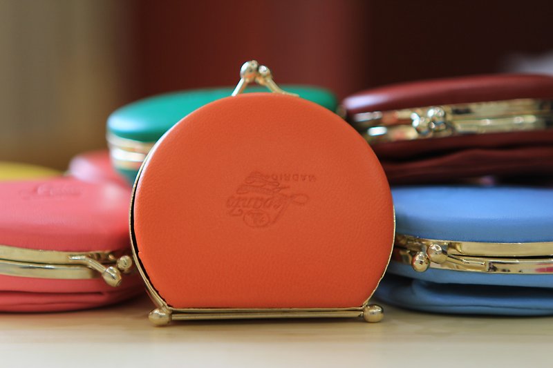 Limited Spain Lepanto Macaron handmade purse - warm heart orange - Coin Purses - Genuine Leather Multicolor
