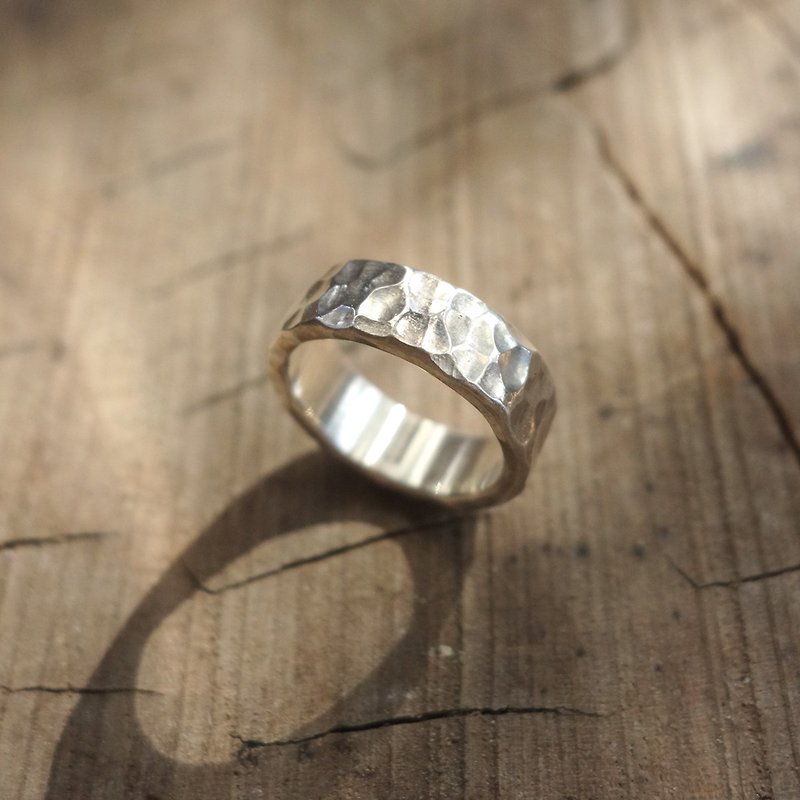 xlarge021 專屬訂單 - 水波紋 鍛敲純銀戒指 寬6mm版 - 對戒 - 純銀 銀色