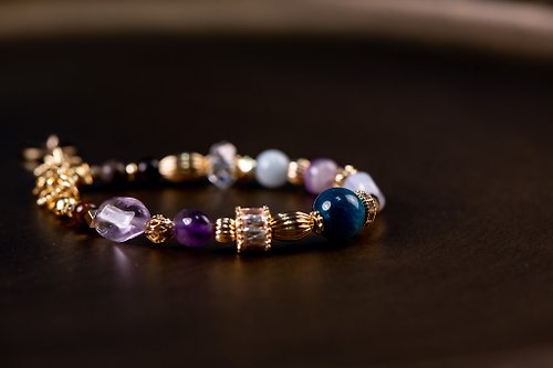 朗朗飾品｜Lang-Lang Jewelry 【美好世界】 019磷灰石藍紋瑪瑙紫水晶手鏈
