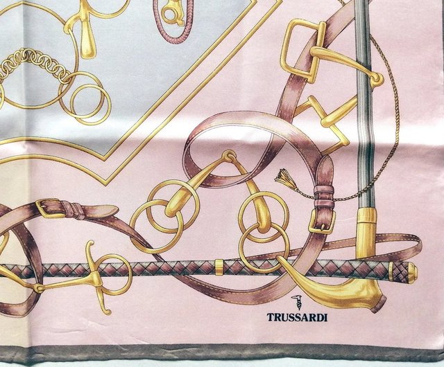 トラサルディ ヴィンテージ シルク スカーフ アンティーク ワンド 23 x