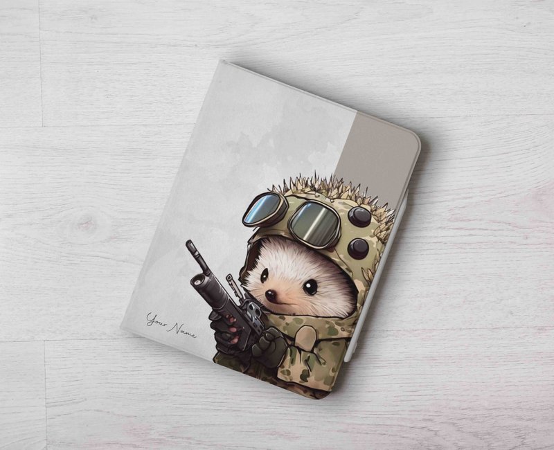 Hedgehog Custom name iPad case cover with stand for iPad mini 6 10.5 Air 6 pro13 - Tablet & Laptop Cases - Plastic Multicolor