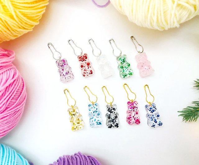 Gummy Bear Glitter Stitch Markers for Crochet and Knitting Set of