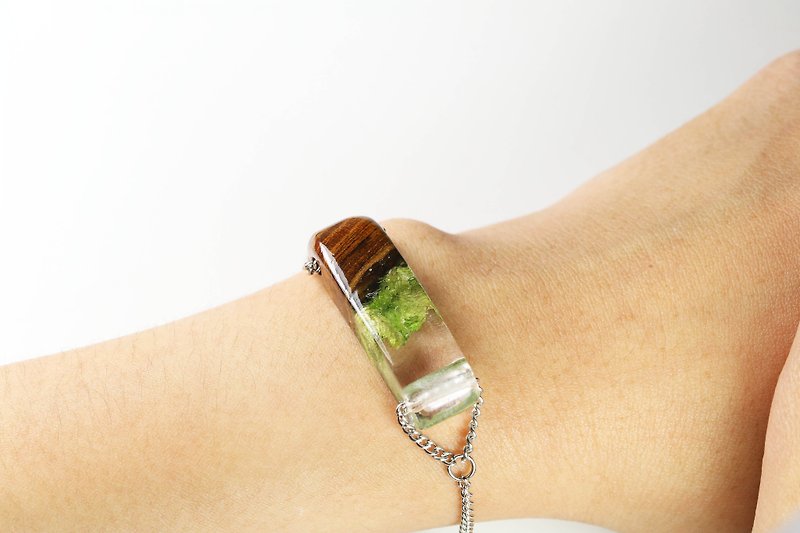 Under the sea - bracelet (from Long real moss & wooden) - Bracelets - Wood 