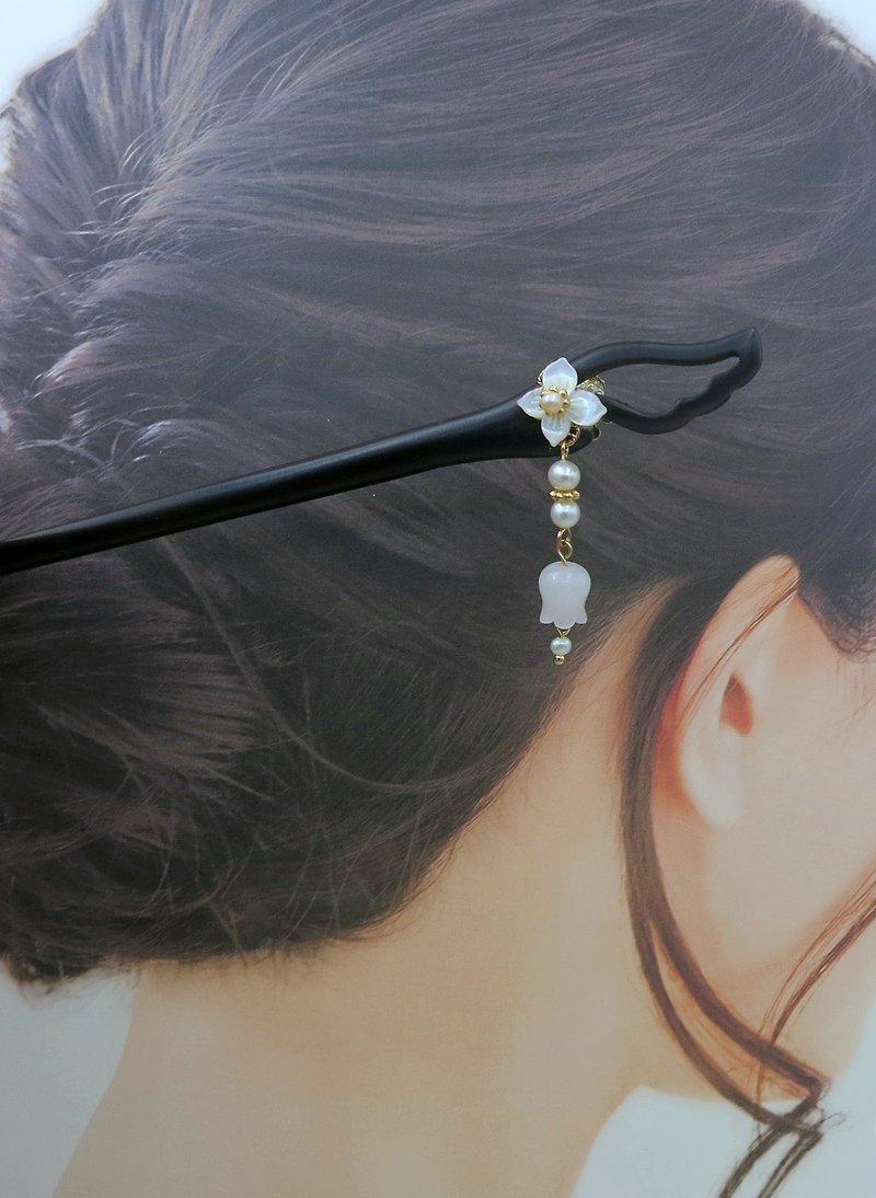Lemon hand-made hair accessories, white magnolia lily of the valley and ebony ha