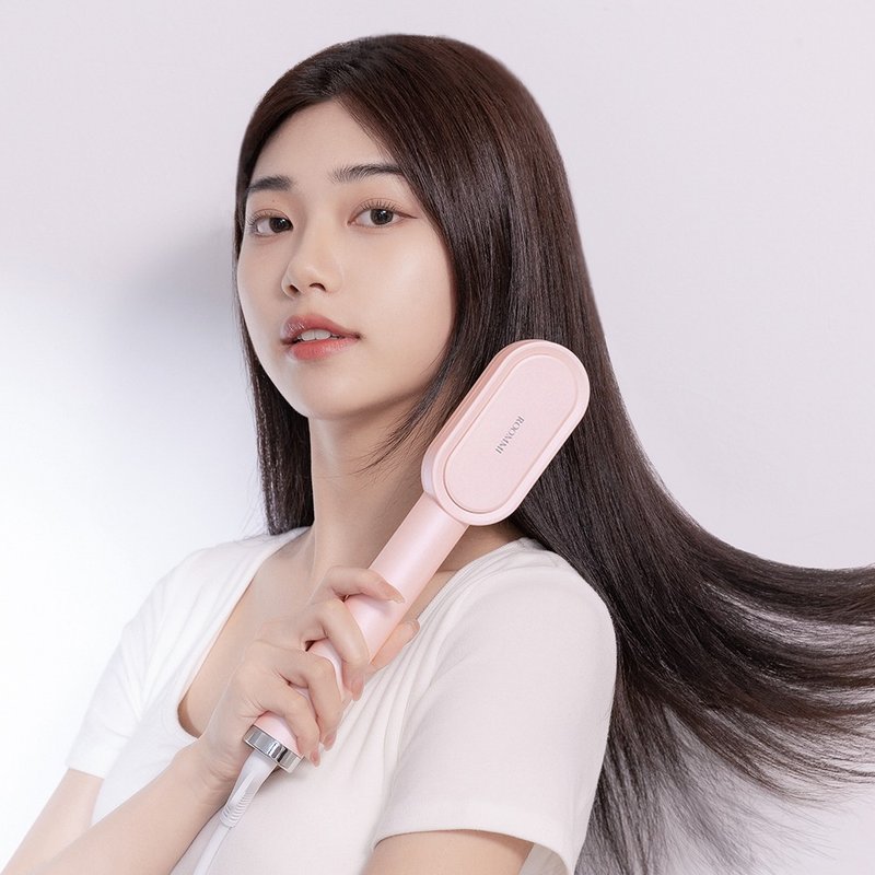 [Double 11 Big discount] ROOMMI Glossy Electric Heated Hair Straightening Comb, smooth and non-messy (3 colors) - Makeup Brushes - Plastic Pink