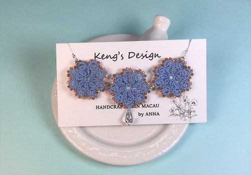 Keng's Design 手織蕾絲水晶項鍊 / 禮物 / Swarovski水晶 / 客製化