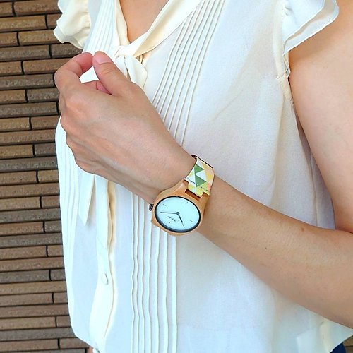 monogatari-japan レディース 木製腕時計 Naeturewatch-WOODY ブナの木とコルクから作られたカスタマイズ可能なアクセサリー腕時計