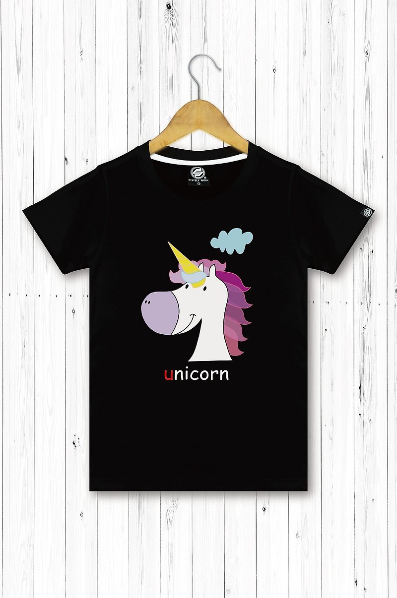 STATELYWORK Fantasy Unicorn  - レディースブラックTシャツ - Tシャツ - コットン・麻 ブラック