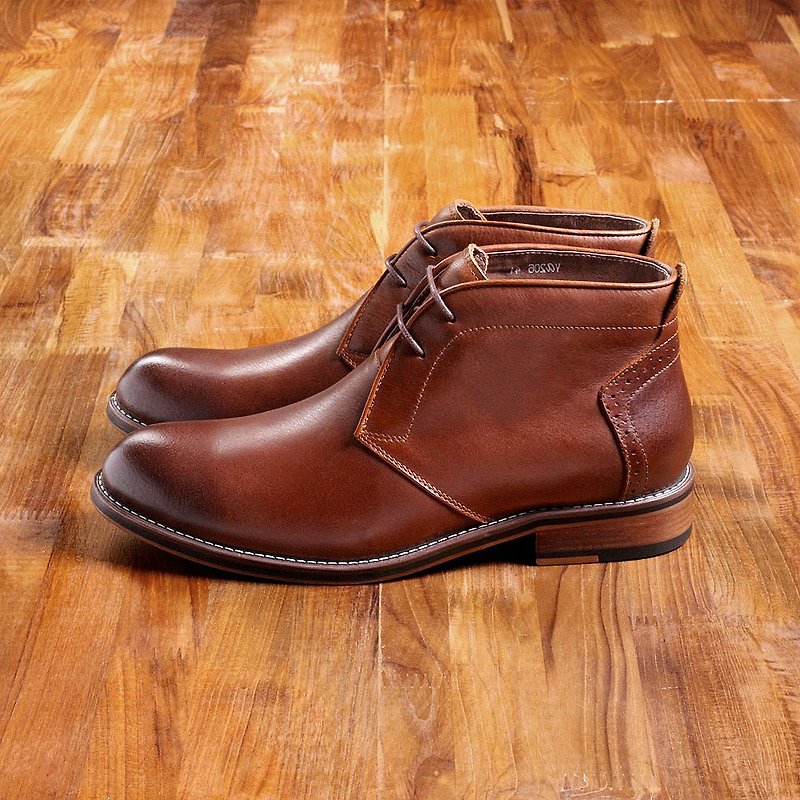 Vanger elegant beauty-European style frosted desert boots Va206 coffee - รองเท้าบูธผู้ชาย - หนังแท้ สีนำ้ตาล