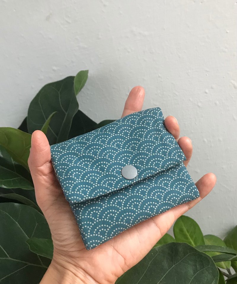 迷你錢包 /口袋錢包/ 短夾 /男女可用 /台灣棉布 和風圖案 - 皮夾/長短夾/錢包 - 棉．麻 黑色