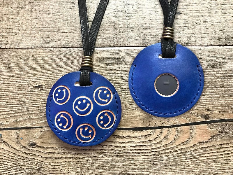 POPO- gogoro-微笑-鑰匙圈皮套-宇宙藍 - 鑰匙圈/鎖匙扣 - 真皮 藍色