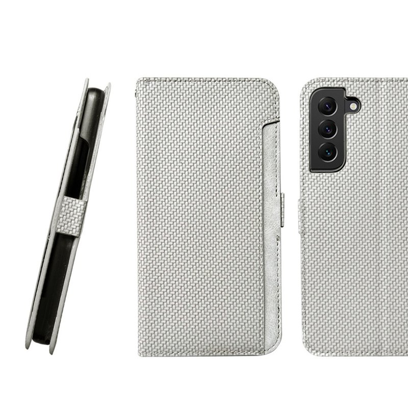 CASE SHOP Samsung S22+前插卡側立式皮套-灰 - 手機殼/手機套 - 人造皮革 灰色