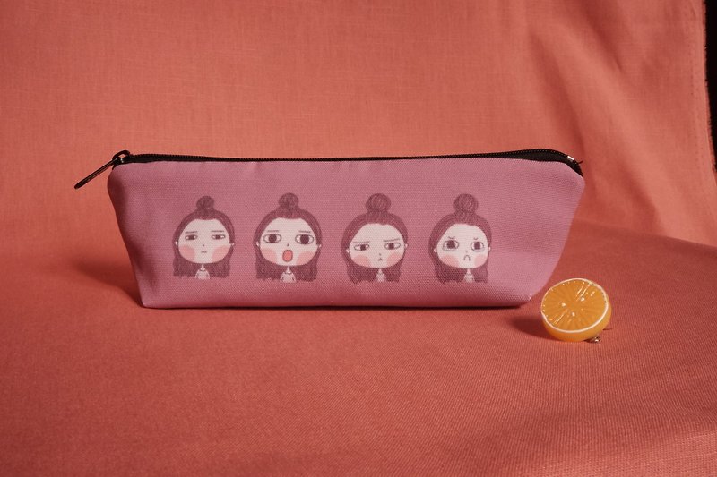 Girl with a lot of expressions - Pencil Cases - Other Materials Purple