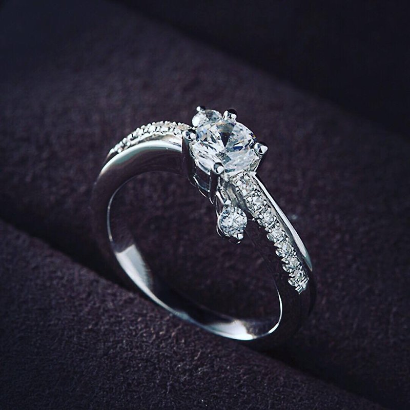 Frankness | 18K White Gold Diamond Wedding Ring BL16 | Rose Gold / Diamond Ring / Couple / Custom / Customized - แหวนคู่ - โลหะ สีเงิน