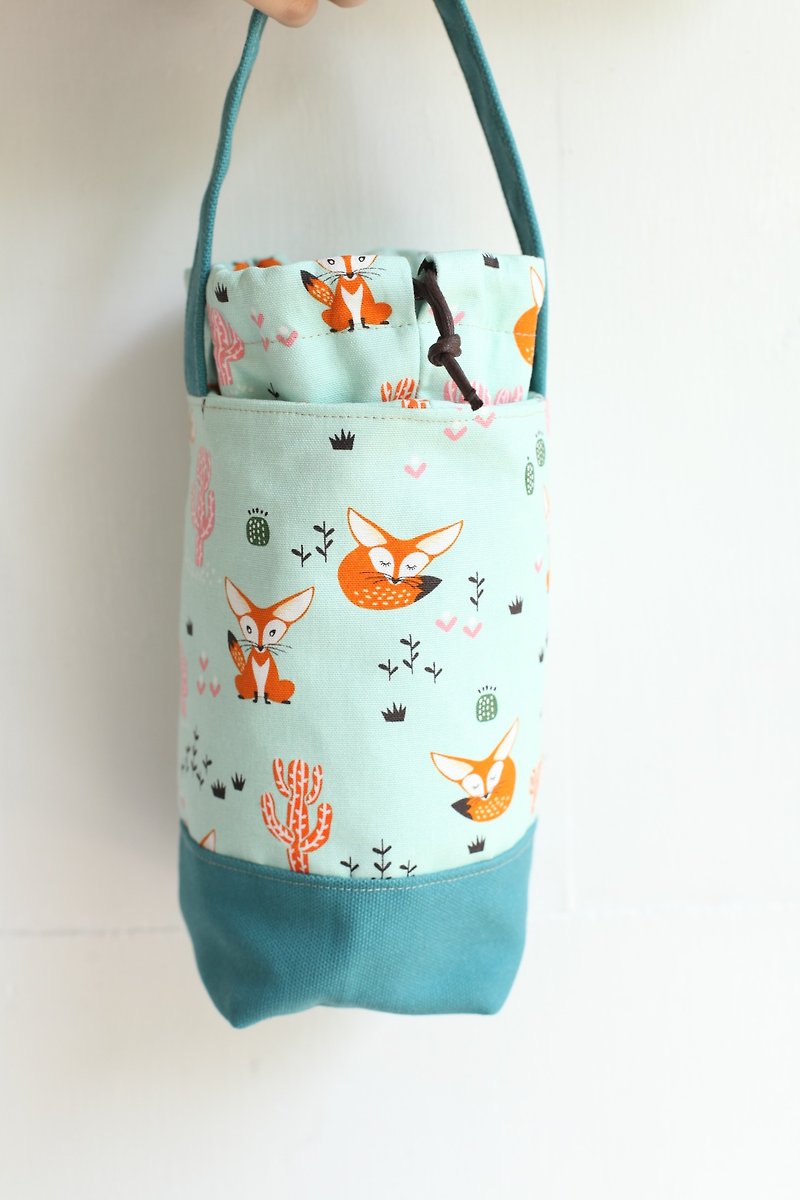 [Good day] handcrafted fox Xian Zou beam kettle bag / environmental protection bottle bag / environmental protection beverage bag - Other - Cotton & Hemp Multicolor