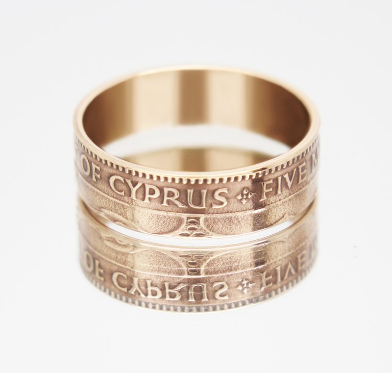 Cyprus Coin Ring 5 mils 1955-1956 coin rings for men coin rings for women - 戒指 - 其他金屬 