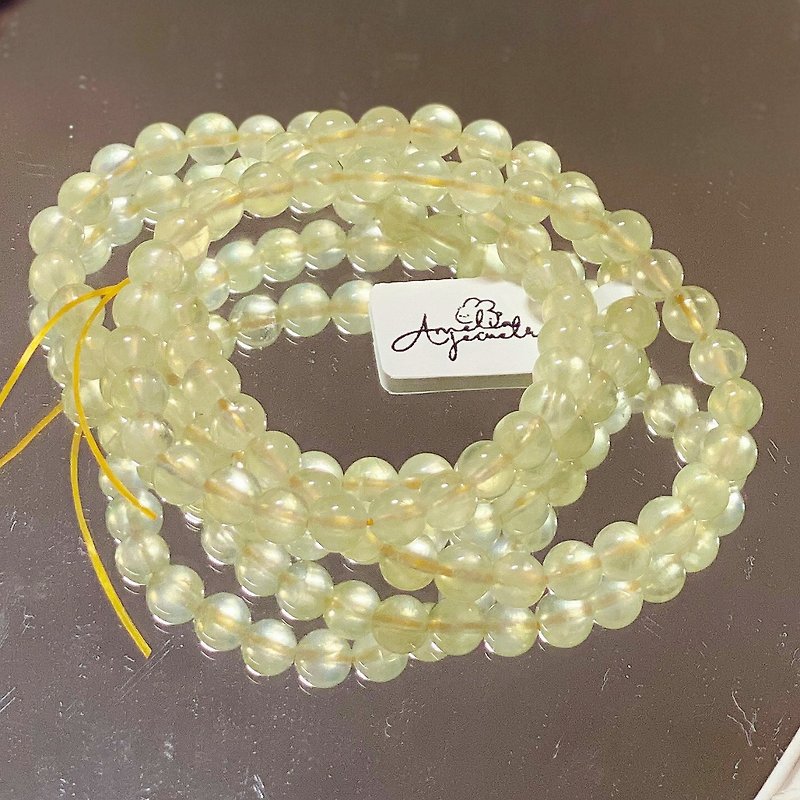 Amelia Jewelry丨Stone丨Stone Bracelet丨Prehnite Bracelet丨Gold Stone - Bracelets - Crystal Green