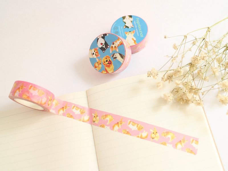 Toffee Rabbit Masking Tape/ Washi Tape - Washi Tape - Paper Pink
