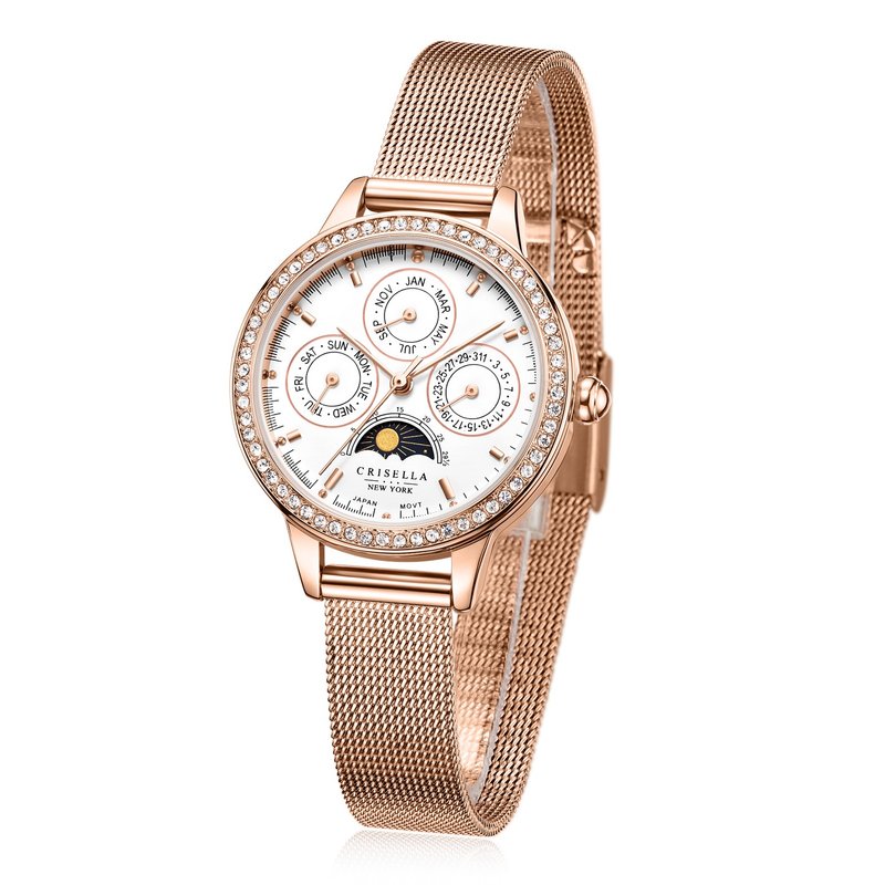 Multi-Fun Crystal Mesh Watch - นาฬิกาผู้หญิง - โลหะ หลากหลายสี