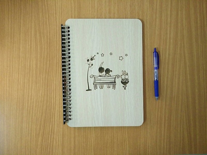 [Customized gift] 26-hole B5 loose-leaf notebook-sweet couple chair gift/hand account - Notebooks & Journals - Wood Brown