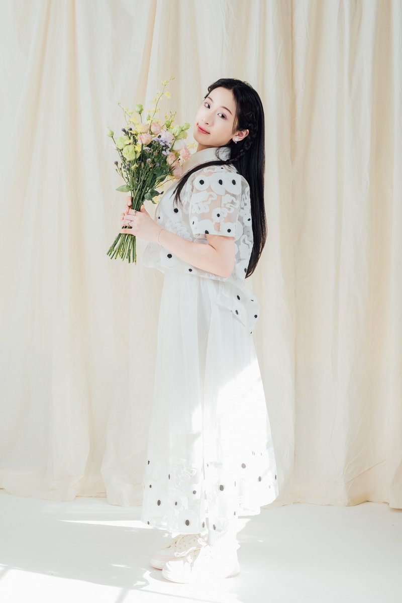 薄紗夏花刺繡連袖襯衫長裙套組 【Pinkoi 線下活動預購】 - 女襯衫 - 聚酯纖維 白色