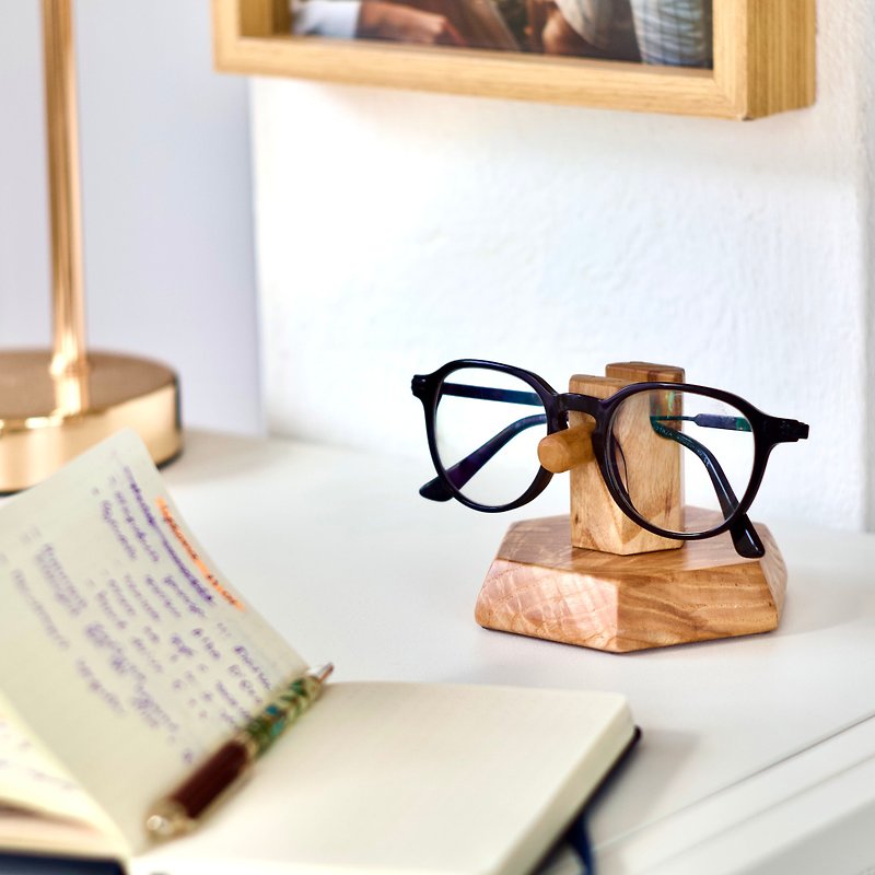 Wooden holder stand for men eye glasses, Best birthday gift or just a present - Sunglasses - Wood Gold