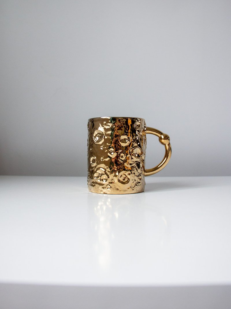 璀璨金色復古星空馬克杯咖啡杯藝術手作陶瓷生日輕奢禮物 - 杯/玻璃杯 - 瓷 金色