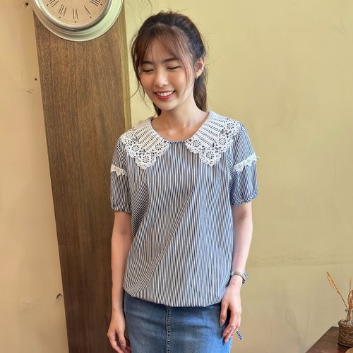 花木馬幸福造夢鋪 Hana Mokuba 泡袖蕾絲領口綁帶收口上衣