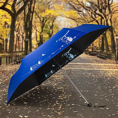 TDN 雙龍刺蝟超細黑膠蛋捲傘三折傘抗UV鉛筆傘晴雨傘兒童傘(皇家藍)