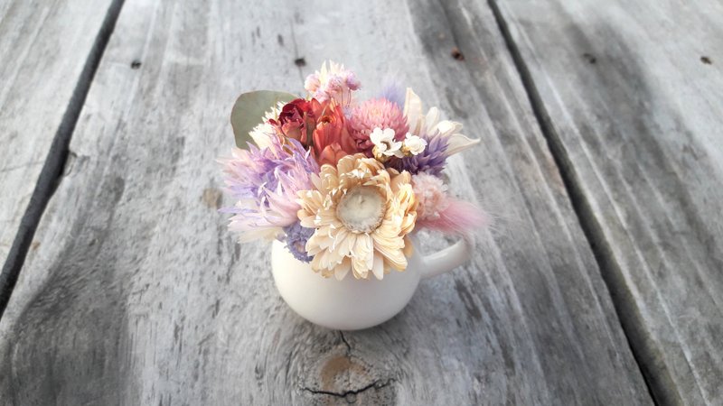 夢幻果色小奶壺||乾燥花 小盆花 婚禮小物 手作 畢業季 畢業禮物 - 盆栽/植栽 - 植物．花 粉紅色