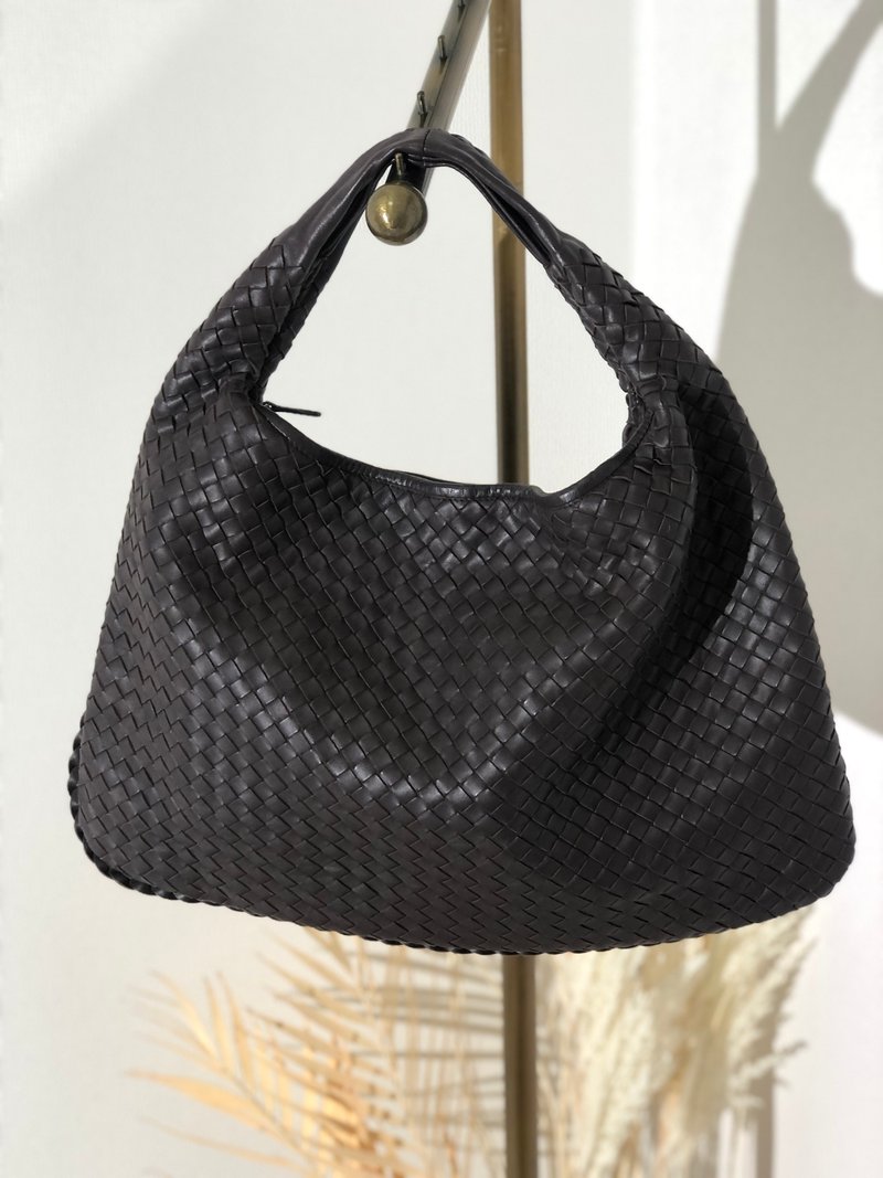 【 日本直送　名牌中古包 】Bottega Veneta ボッテガ・ヴェネタ レザー ホーボーバッグ イントレチャート ショルダーバッグ ブラウン 7jiieg - 手提包/手提袋 - 真皮 咖啡色