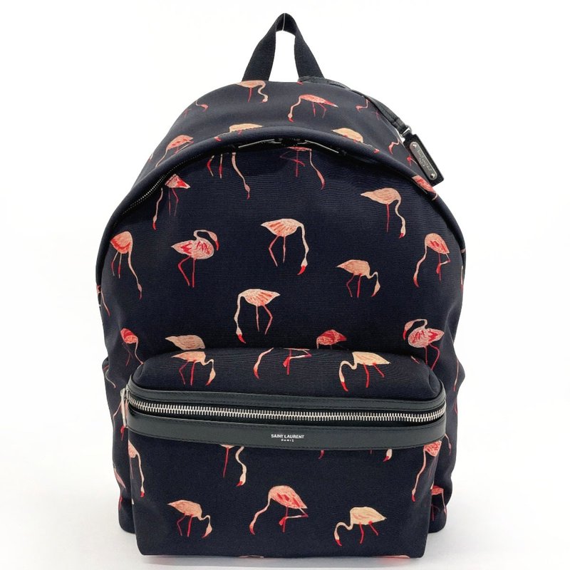 【日本直送 中古美品】サンローランパリ SAINT LAURENT PARIS リュック・デイパック フラミンゴ キャンバス レザー ブラック レディース - 背包/後背包/書包 - 棉．麻 黑色