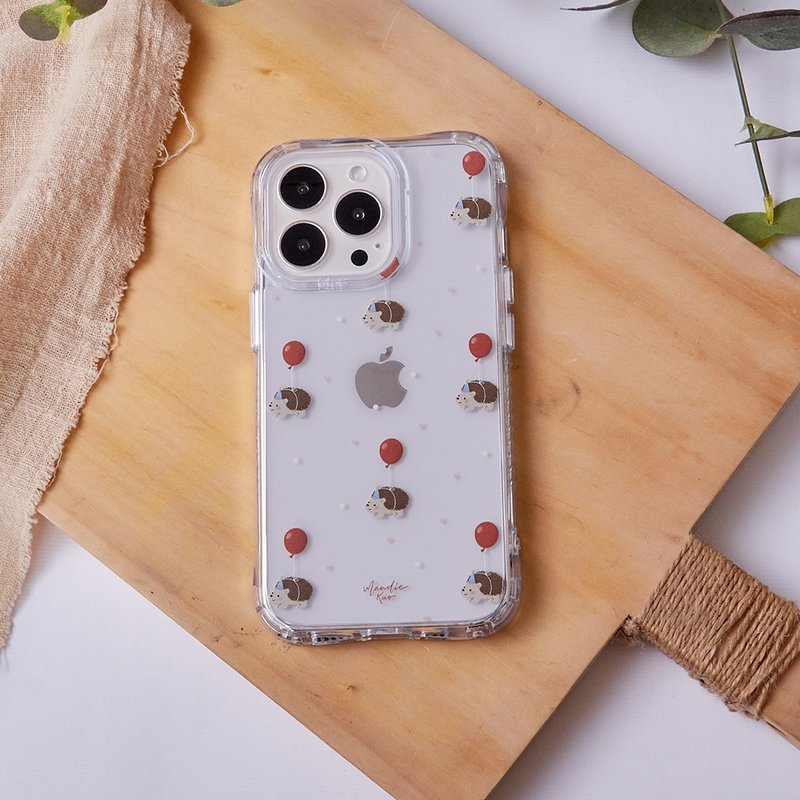 Mandie Party Hedgehog Anti-Yellow Anti-Fall MagSafe iPhone Case - เคส/ซองมือถือ - พลาสติก สีใส