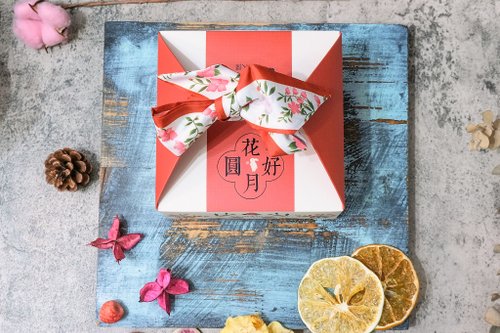 禾果鮮果乾 【禾果】中秋花好月圓緞帶果乾提盒(方形)中秋禮盒
