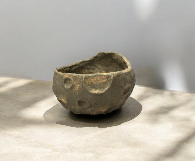 2つ 陶器鉢 クレーター 月面 植木鉢