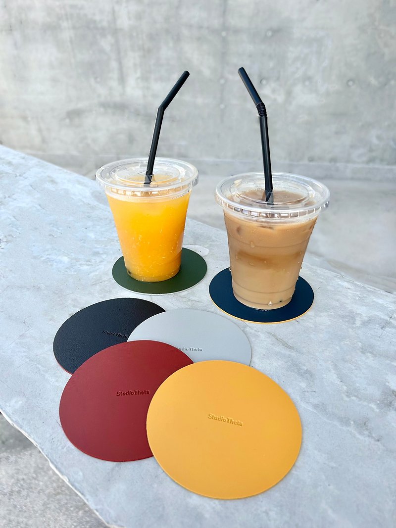 Two-color Coasters - Items for Display - Faux Leather Multicolor