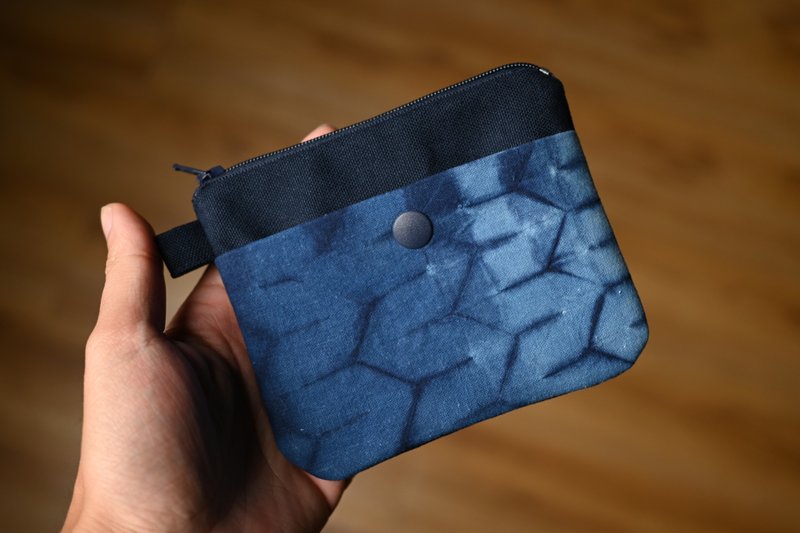 Indigo dye zipper coin purse-Silence - Coin Purses - Cotton & Hemp Blue