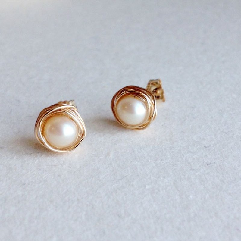 Cocoon earrings OR earrings 329 of the small vintage Pearl - ต่างหู - วัสดุอื่นๆ ขาว