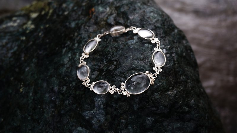 【Mirror】Bracelet - Gemstone sterling silver handmade bracelet - สร้อยข้อมือ - คริสตัล สีใส