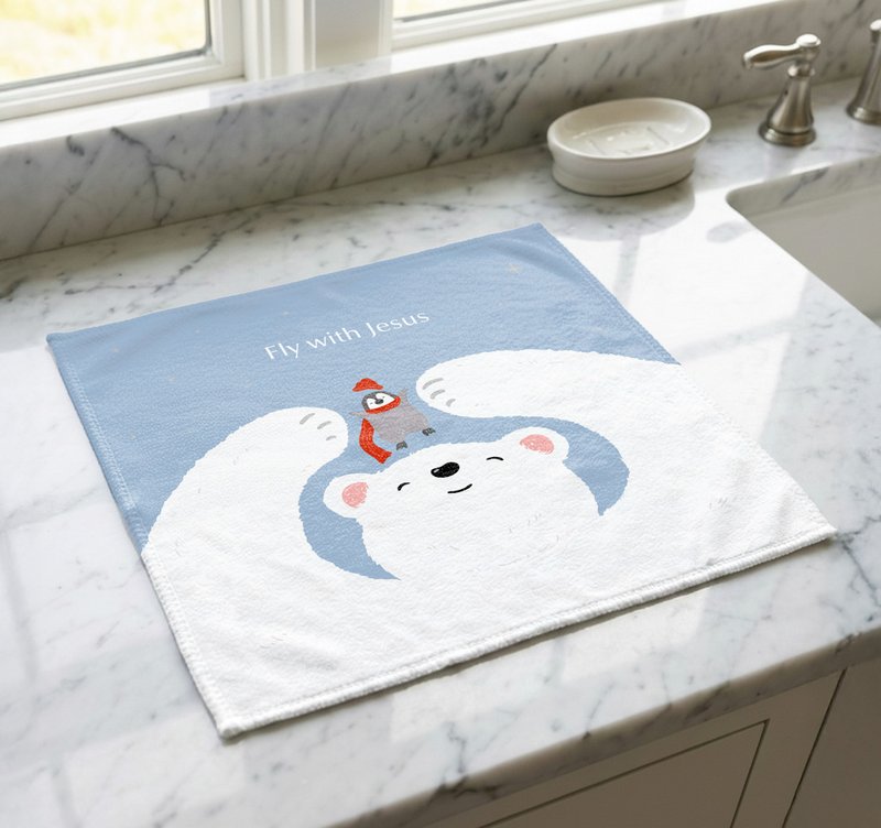 NEW ホワイトベアシリーズ ハンカチ - Fly with Jesus - タオル・バスタオル - その他の化学繊維 