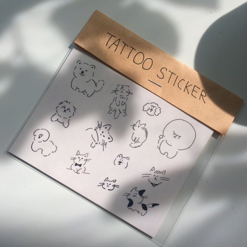 dog cat tattoo sticker - สติ๊กเกอร์แทททู - กระดาษ สีดำ