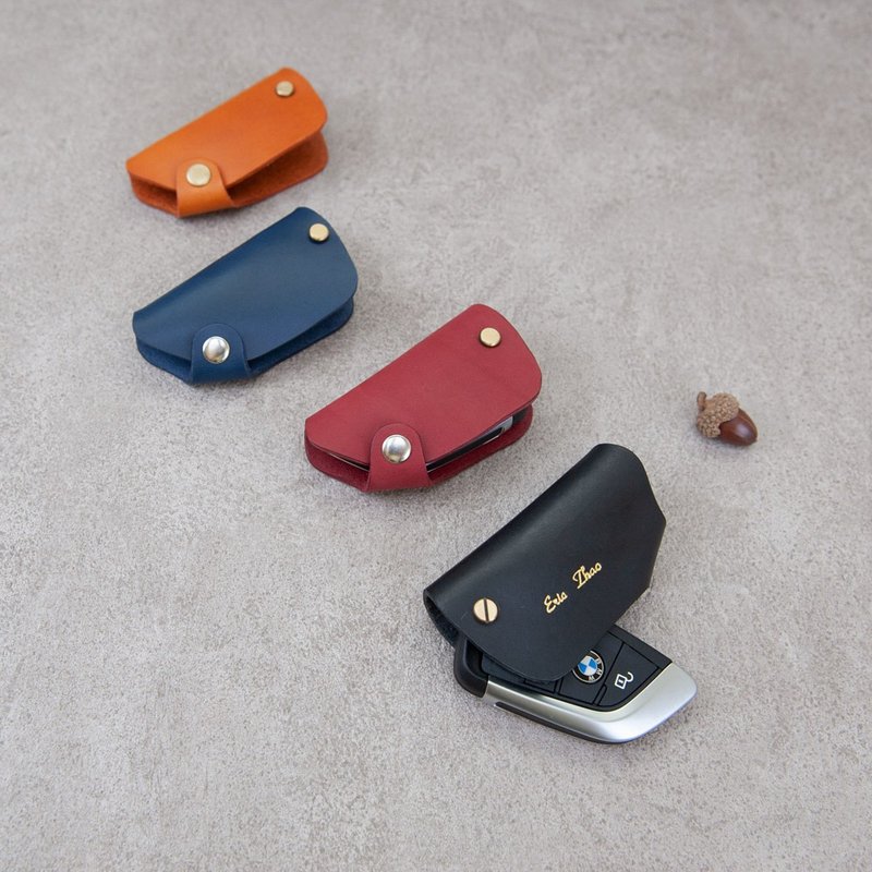 BMW Pande Car Key Leather Case Chip Protective Cover Customized Hot Stamping Valentine's Day Gift - ที่ห้อยกุญแจ - หนังแท้ หลากหลายสี