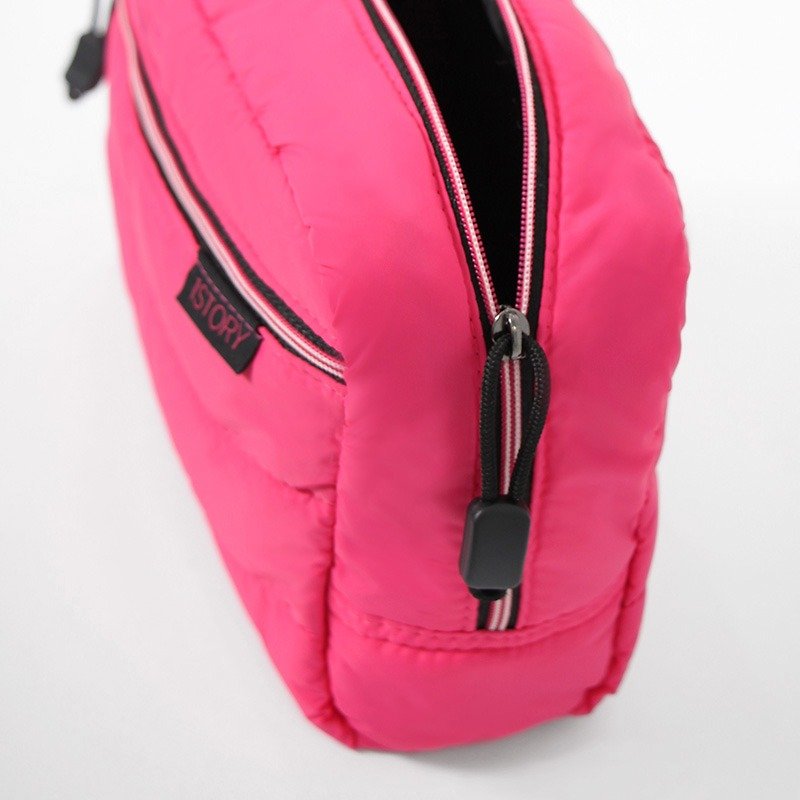 化妝包(大)．桃紅╳黑 - 化妝袋/收納袋 - 其他材質 粉紅色
