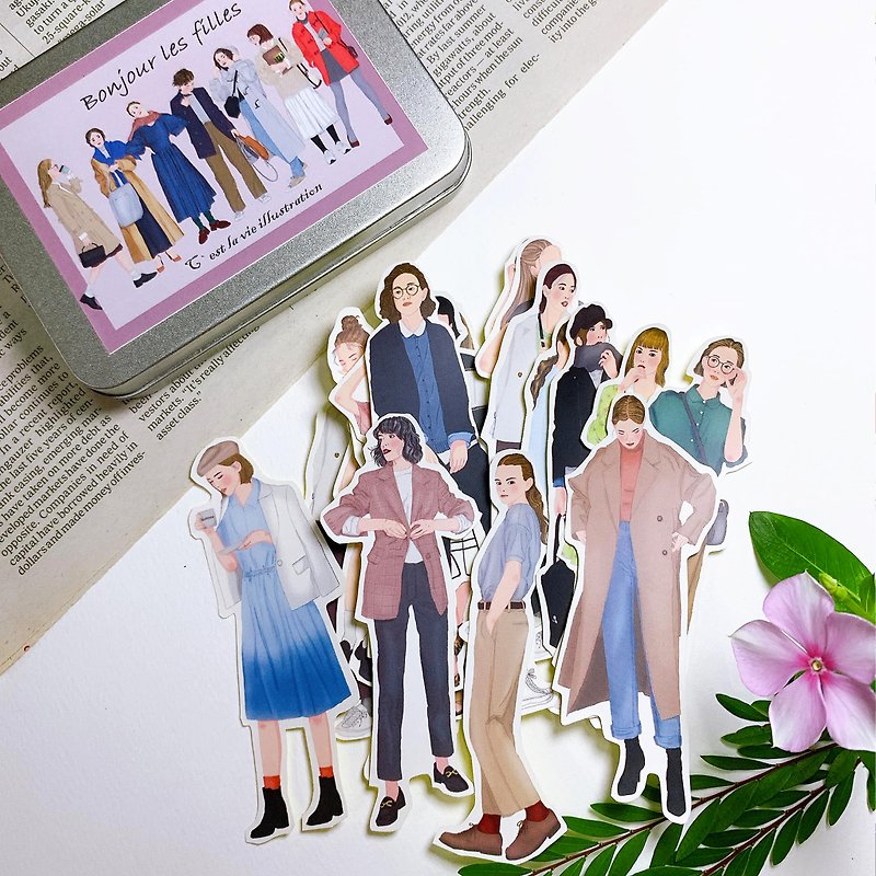 Bonjour les filles girl sticker tin box set - Stickers - Paper 