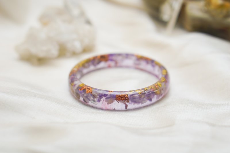 ラベンダーパープル【日常使いブレスレット】-魔法のクリスタル浄化オルゴナイト - ブレスレット - レジン パープル